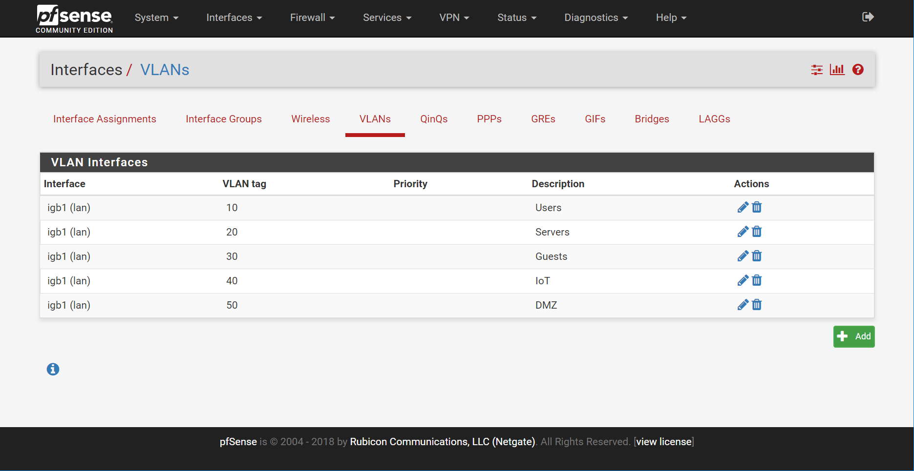 Defining VLANs in pfSense