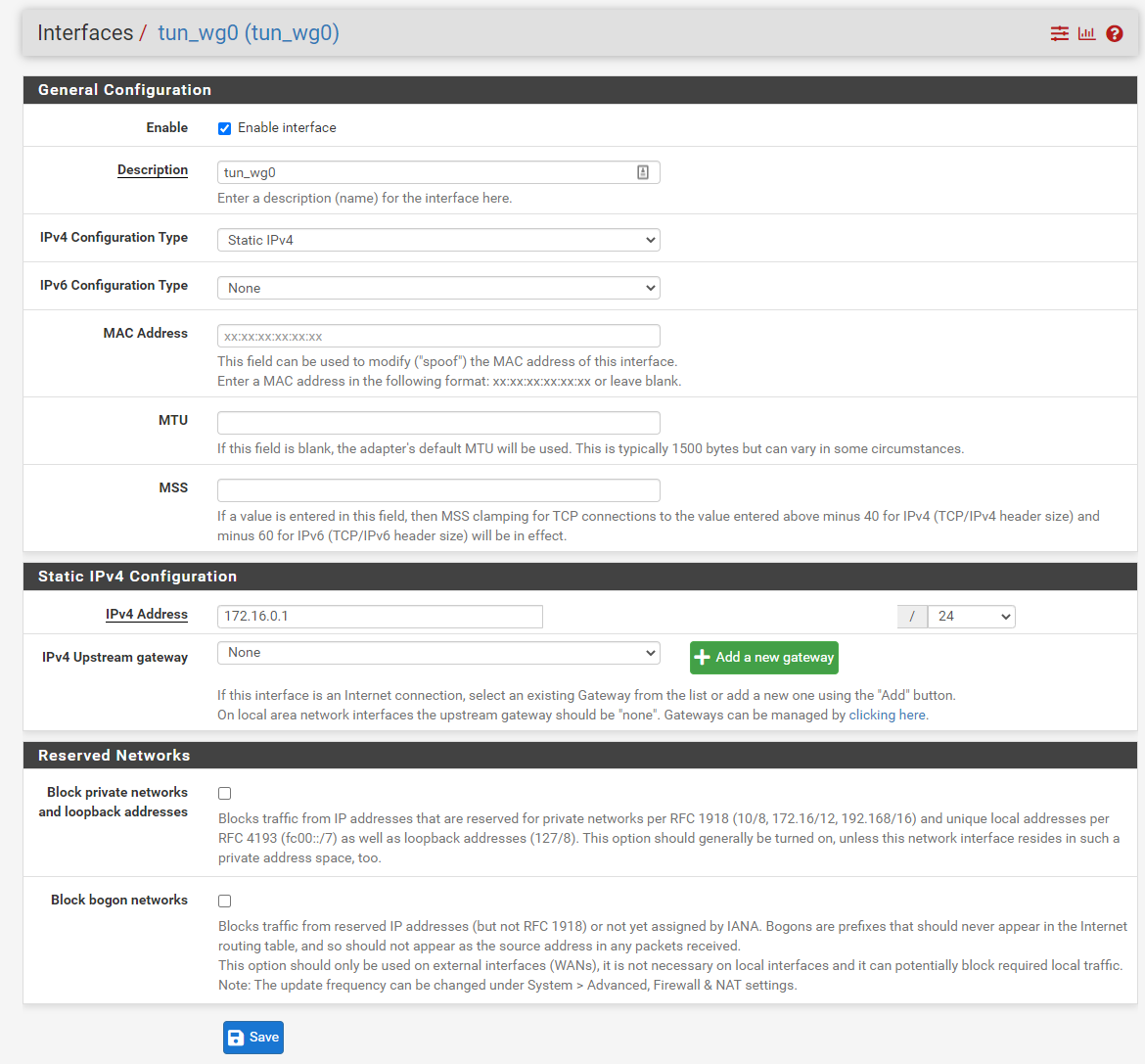 WireGuard pfSense Interface Configuration